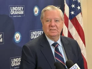 US Senator Lindsey Graham speaking during an official event on Capitol Hill.