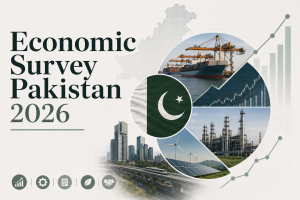 Line graph showing Pakistan's GDP growth rate rising and falling across the past decade