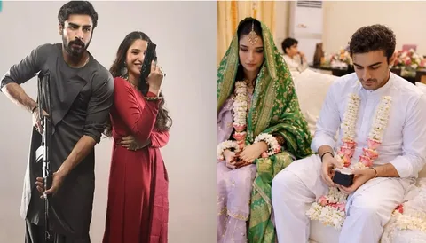 Pakistani actress Ramsha Khan and husband Khushhal Khan wedding photo
