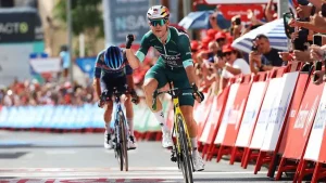 Wout van Aert celebrates Vuelta victory after winning Stage 13