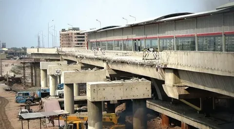 Construction site of a road upgradation project in Peshawar under the Revitalisation Plan