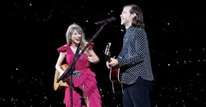 Taylor Swift and Aaron Dessner during the Folklore collaboration