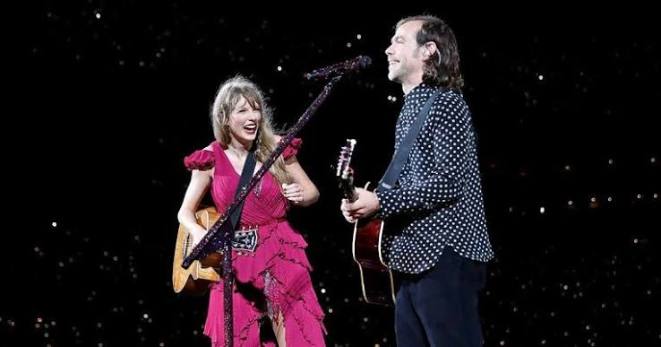 Taylor Swift and Aaron Dessner during the Folklore collaboration