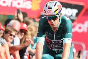 Wout van Aert celebrates Vuelta victory after winning Stage 13
