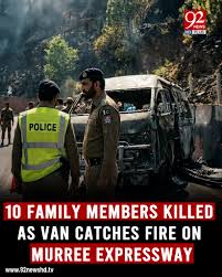 Ambulance and rescue workers at the scene of the Murree school van fire accident Ambulance and rescue workers at the scene of the Murree school van fire accident