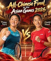 Wang Xiyu celebrates after winning the Asian Games women's singles tennis gold medal